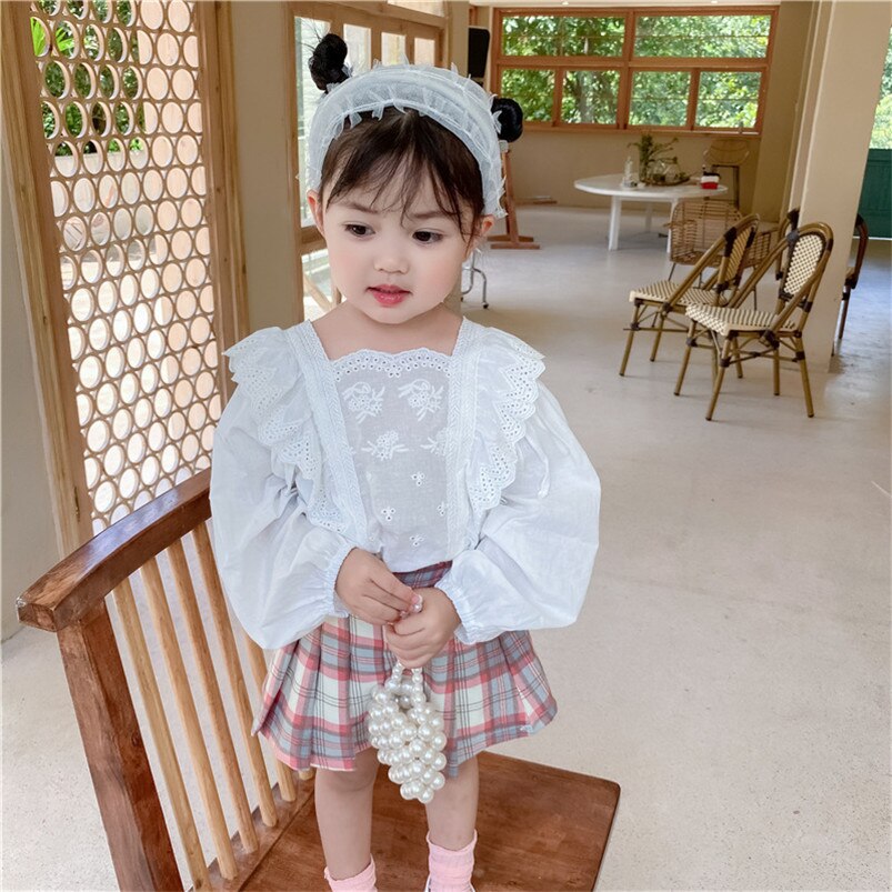 Prinsesse piger blonde skjorte lange ærmer børn bluse forår efterår spædbørn baby piger pullovere til småbørn tøj børn
