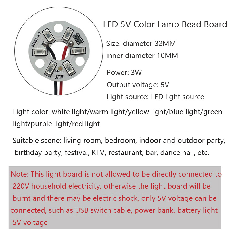 Chip de luces LED de colores, placa de bombilla de transformación redonda, fuente de luz, diámetro de 32MM, verde, azul, rojo, Morado, blanco, 5/10 piezas, 3W