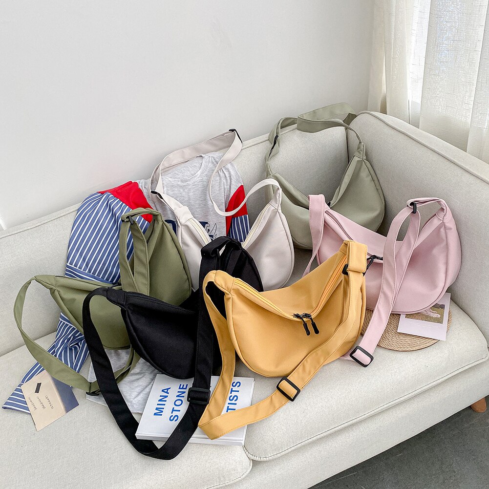 Eenvoudige, veelzijdige tas voor dames, schoudertas van canvas met grote capaciteit, hobo-crossbodytas voor dames
