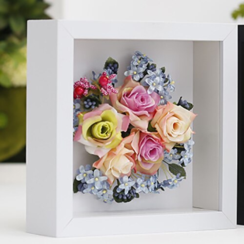 Houten Shadow Box Diepte 5Cm Voor Bloemen, Handgemaakte Kunst Ambachten, Plant,Seashell Dispaly, frame Box Voor Memorabilia/Favoriete Display: White / Inner size 17x17cm