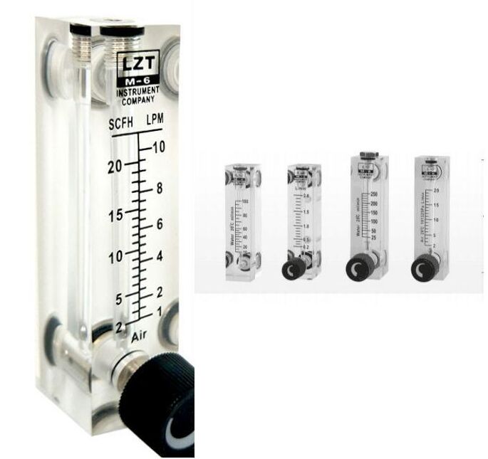 PMMA Gas Flowmeter Air Flow Meter 1/4" BSP Female Square Panel Type Rotameter LZT-6T 5-50 6-60 10-100 3-15 3-30 5-25 0.1-0.8LPM