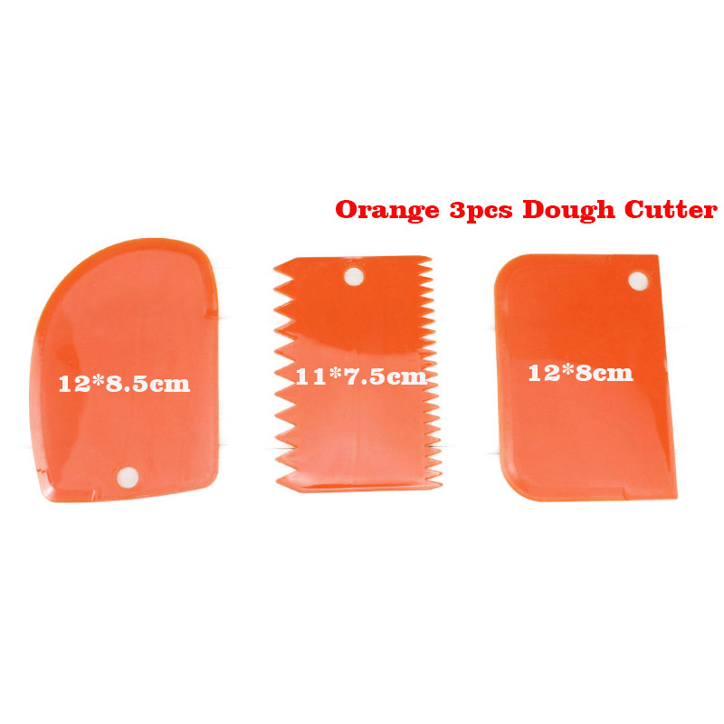 Stainless Steel Pastry Cutter with Measuring Guide Pizza Dough Scraper Baking Pastry Spatulas Bread Slicer Kitchen Accessories: 3pcs orange