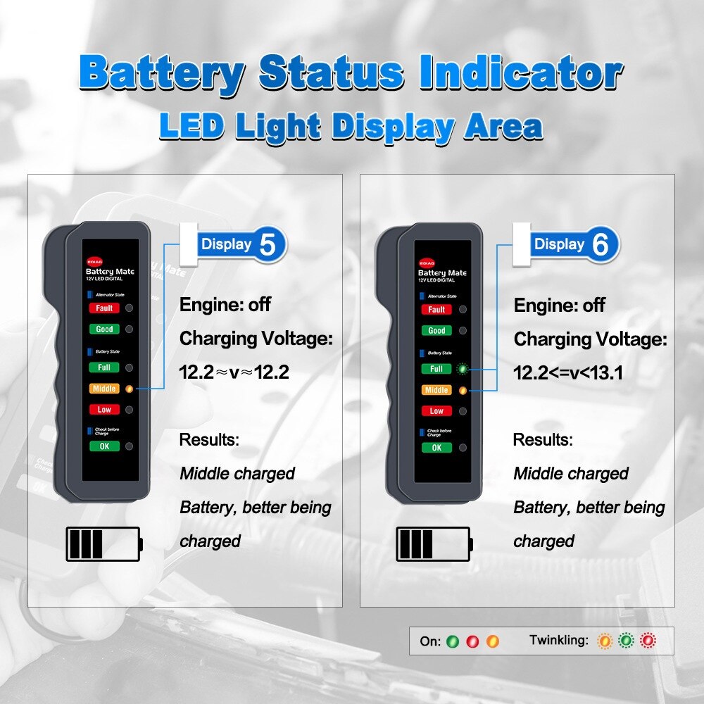 Mini 12V Voertuig Motorfiets Cary Batterys Tester 6 Led Verlichting Display Auto Cary Diagnostische Tol Cary Batterys Dynamo Voor auto &#39;S