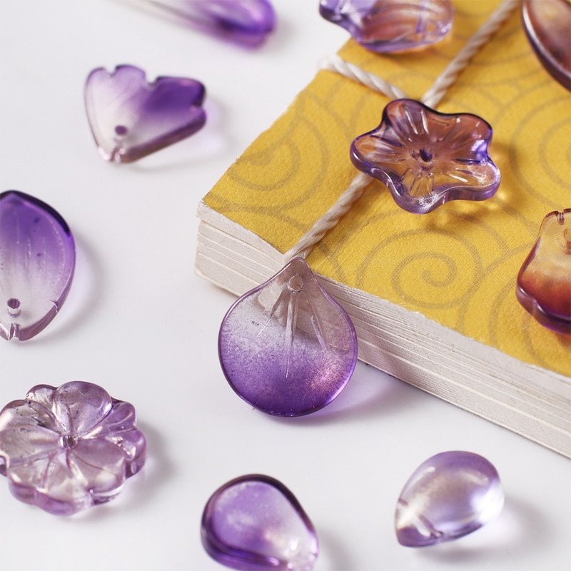 10 st kronblad lampwork pärlor flerfärgade glaspärlor för smycketillverkning handgjorda gör-det-själv-håraccessoarer sömnadstillbehör