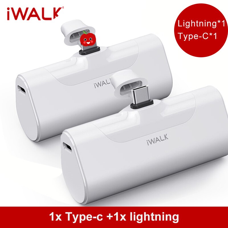 IWALK – Mini chargeur Portable de voyage, 4500mAh, Type C, mignon, Power Bank, pour téléphone Portable Xiami, Iphone: YELLOW