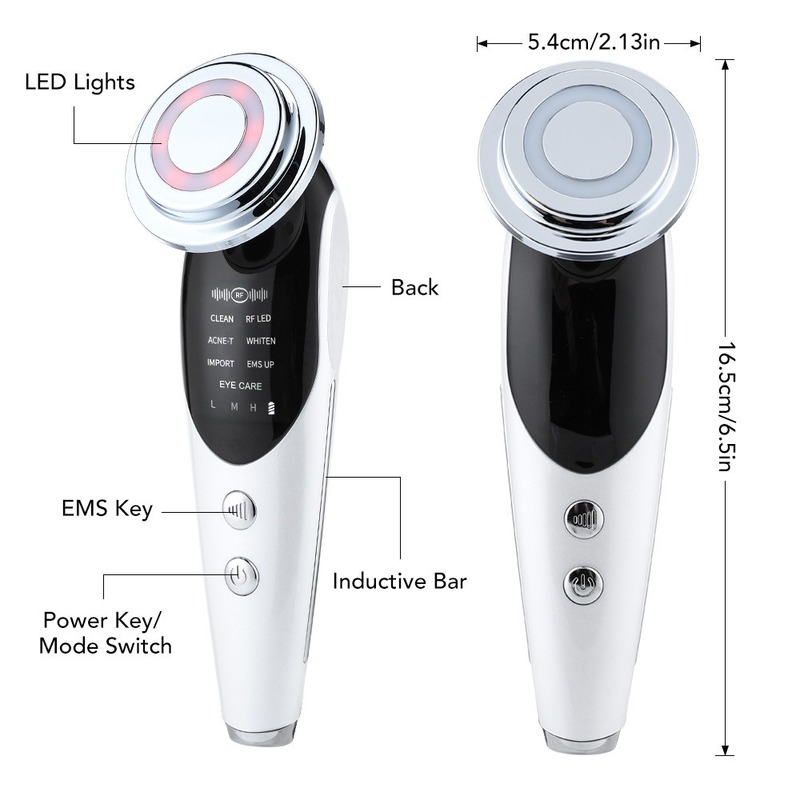Rf &amp; Ems Lifting Beauty Led Gezicht Huid + 3 Kleuren Led Facial Neck Massager Photon Therapie Verwarming Rimpel Verwijderen