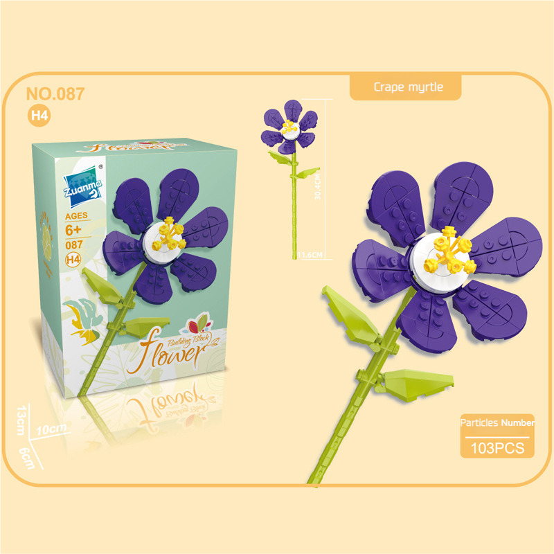 13 stili di fiori blocchi di costruzione rosa blocco di costruzione di San Valentino lavanda pesca giglio della valle tulipano mattoni ornamento per la casa fai da te: verde