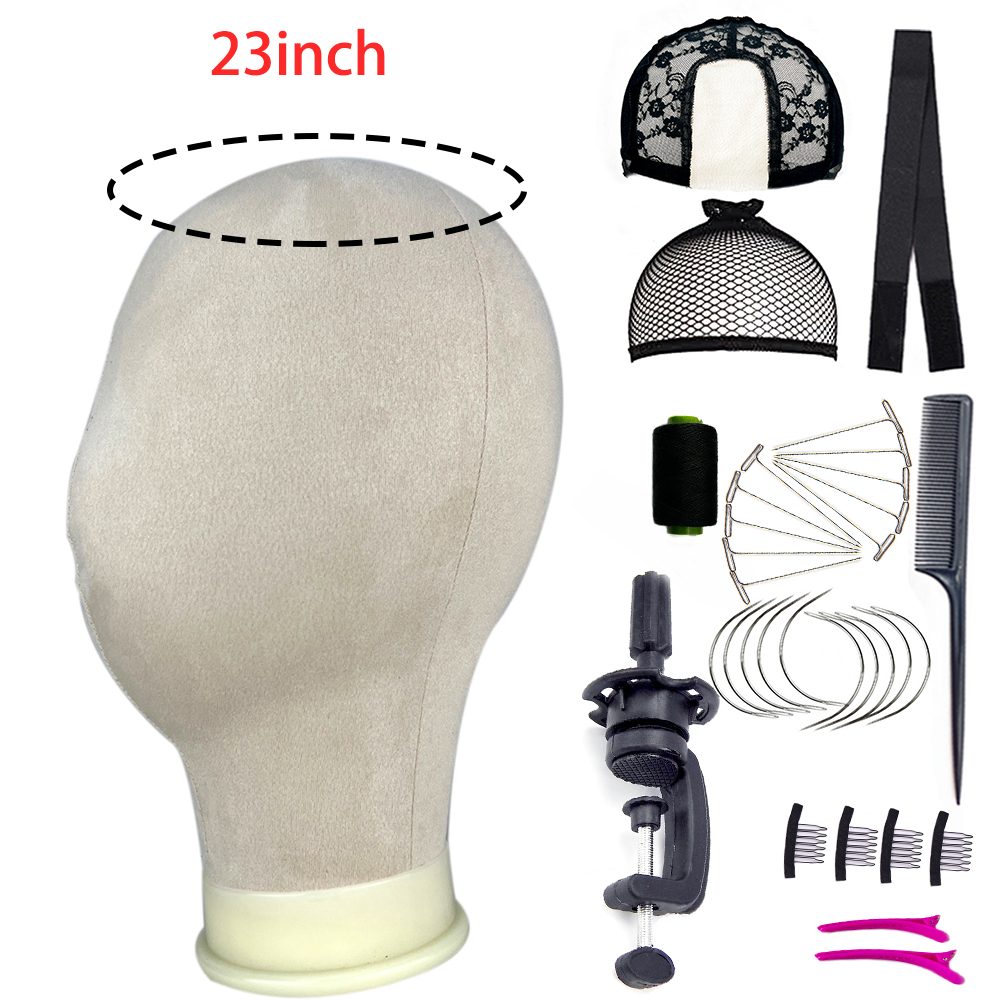 Nowa głowa manekina Stojak na perukę Płócienna głowa z regulowaną głowicą manekina Statyw robić wyświetlania peruk z czapkami na peruki T szpilki: Czarny