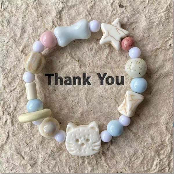 Pulsera de gato bonita hecha a mano para parejas, cuerda de mano única y para mujeres y hombres, pulsera tejida con cuentas, de joyería para la muñeca: Pistola negra plateada