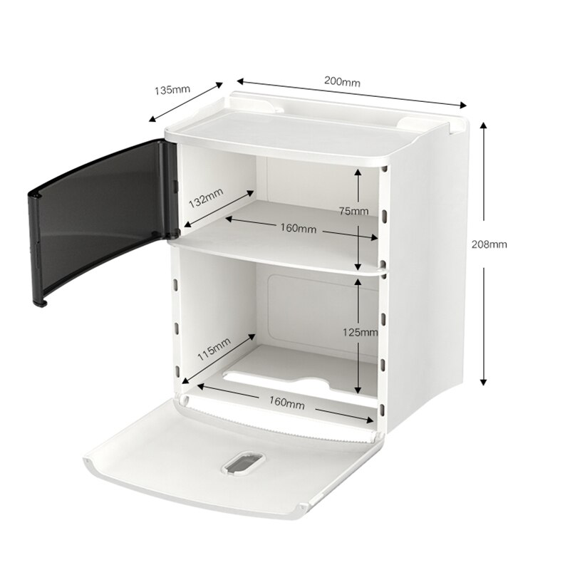 Toilet Waterproof Wall-mounted Toilet Paper Holder Shelf Paper Box Roll Paper Tube Storage Box Tissue Box Household