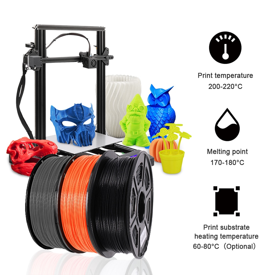 SUNLU-filamento de plástico para impresora 3D, materiales de impresión, 1,75 PETG, 1kg,