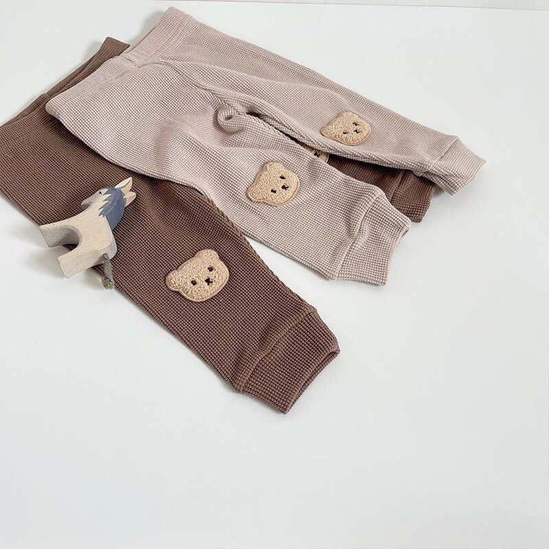 Bonito urso imprimir bebê menino pp calças outono infantil dos desenhos animados calças da menina do bebê harem calças primavera criança leggings roupas de algodão