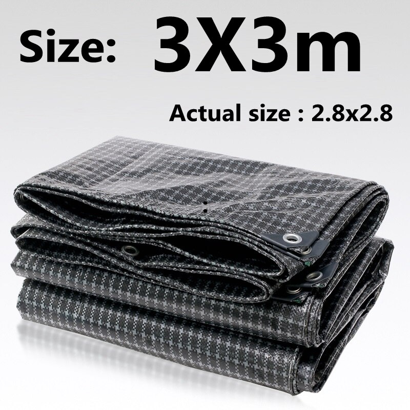Lona impermeable de PE para exteriores, tela impermeable para balcón, jardín, planta, barco, camión, cobertizo, lona, color blanco y negro: 3X3m