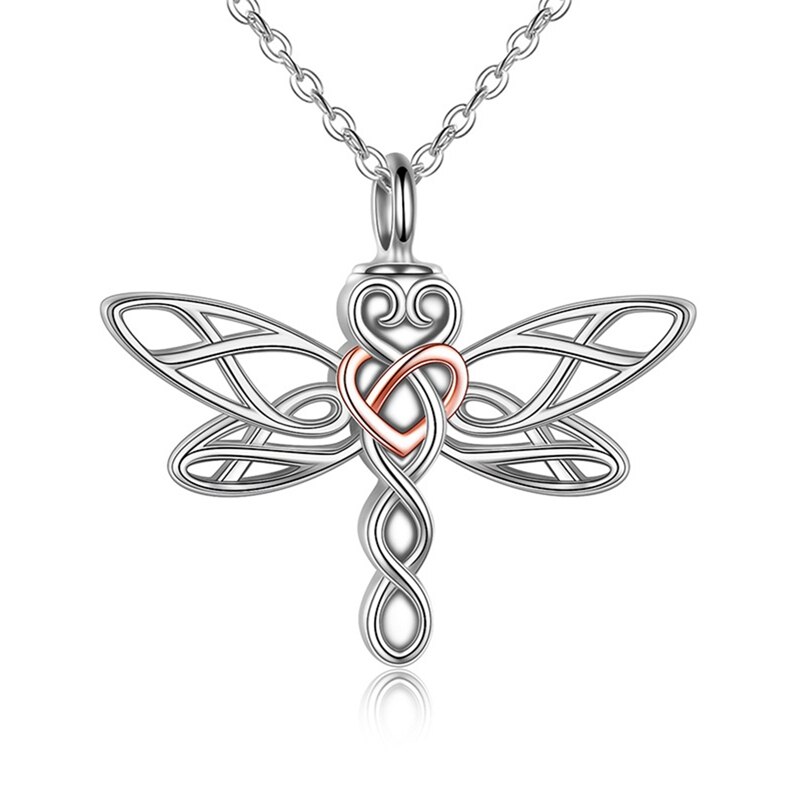 Dragonfly Urn Ketting Voor As Voor Vrouwen Knoop Ierse Sieraden Voor Meisjes Crematie Hanger Ketting: Default Title