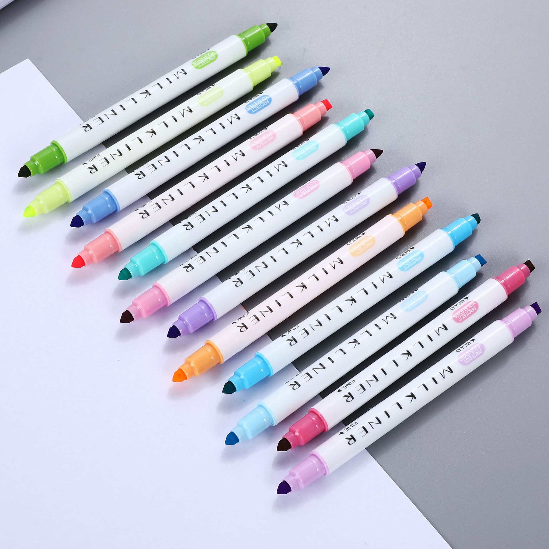 12 Pcs/set Cute Japanese Stationery Zebra Mild Liner Double Headed Fluorescent Pen Milkliner Pen Highlighter Pen Mildliner