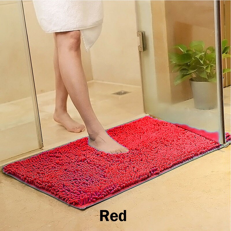 Absorbent Bath Mats for Tub Non - Slip Grey for Bathroom Floor Bath Rug Floor Washable Rug Set Kitchen Tools Non-slip mat: Red