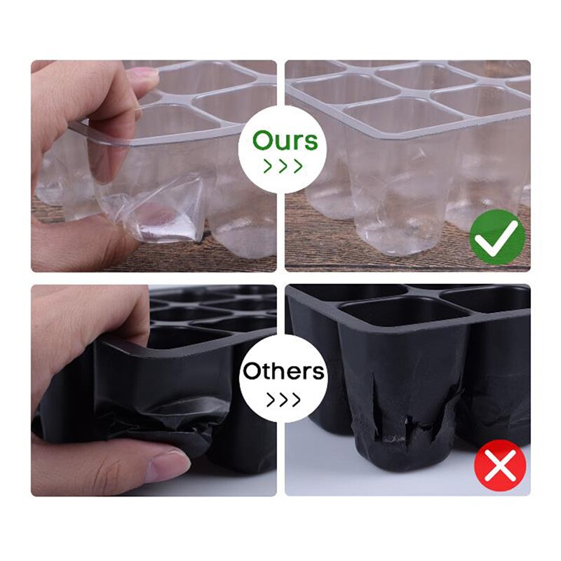 Caja de siembra de 6/12 agujeros, bandejas de germinación de plántulas de cubierta transpirable ajustable, macetas de vivero de patio de jardín con cúpula y Base