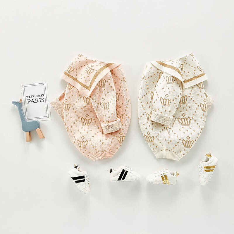 Milancel matrozenkraag gebreide babyrompertjes katoenen babykleding voor meisjes en jongens voor pasgeborenen