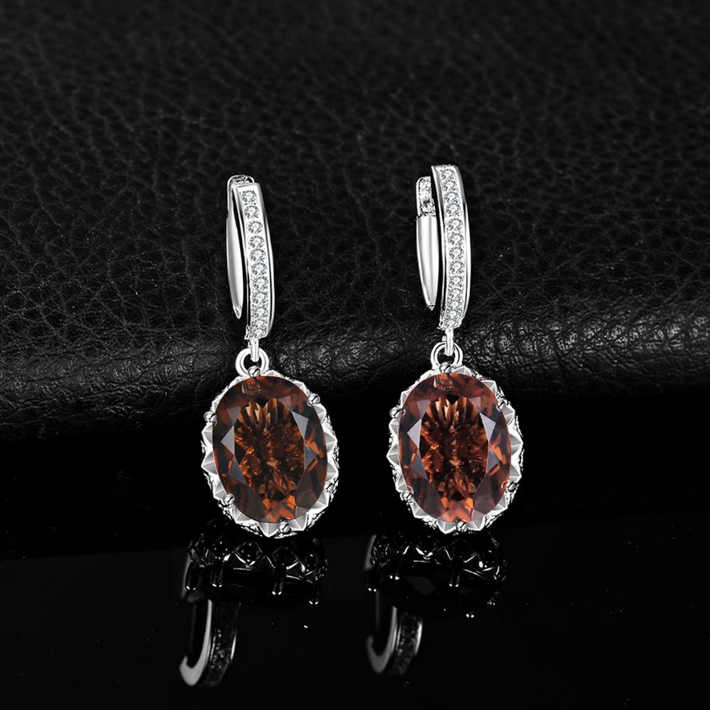 JewelryPalace 7ct genuino ahumado pendientes de gota de cuarzo 925 pendientes de la plata esterlina de las mujeres coreanas pendientes joyería de