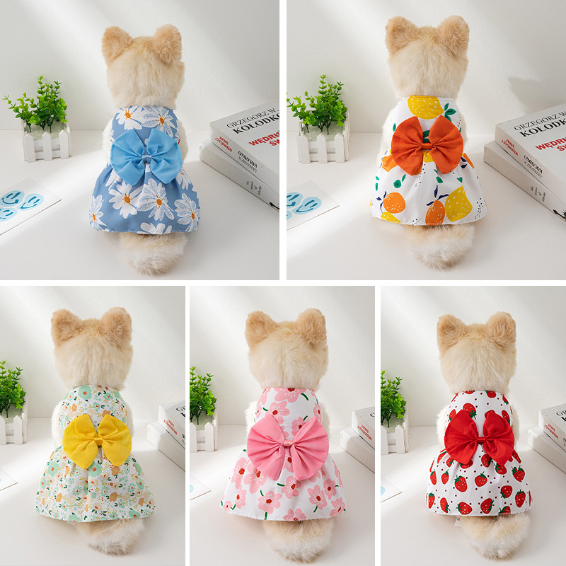 Vestido de princesa para perro, falda para mascota gatito, bonito vestido para perro con lazo de encaje para cachorro pequeño y mediano, Chihuahua, primavera y verano
