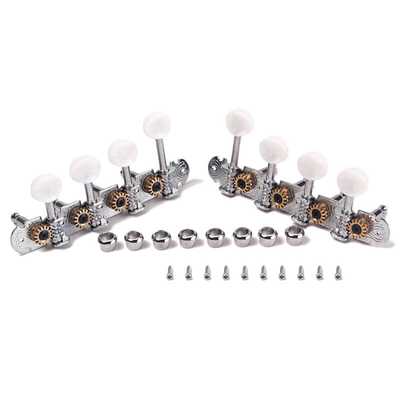 1 Set Mandoline Machine Heads Tuners Tuning Keys Pinnen Voor Mandoline Instrument Zilver R/L: Default Title