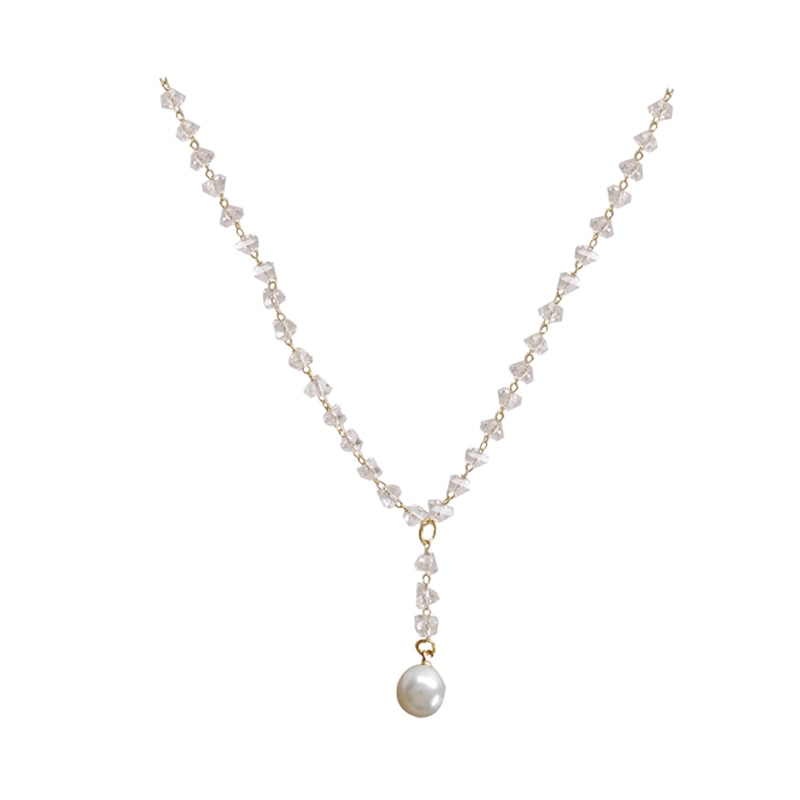 south Korean contracted temperament women necklace crystal pearl necklace female necklace tide female clavicle chain