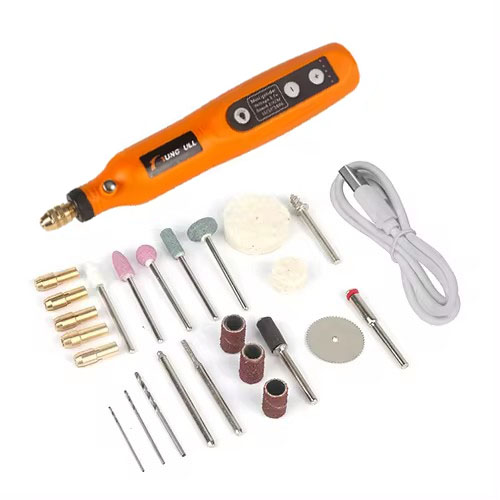 Stylo de gravure sans fil USB, Mini perceuse sans fil Rechargeable, outil rotatif de vitesse, ensemble d'accessoires de meulage Dremel: Gris/vert