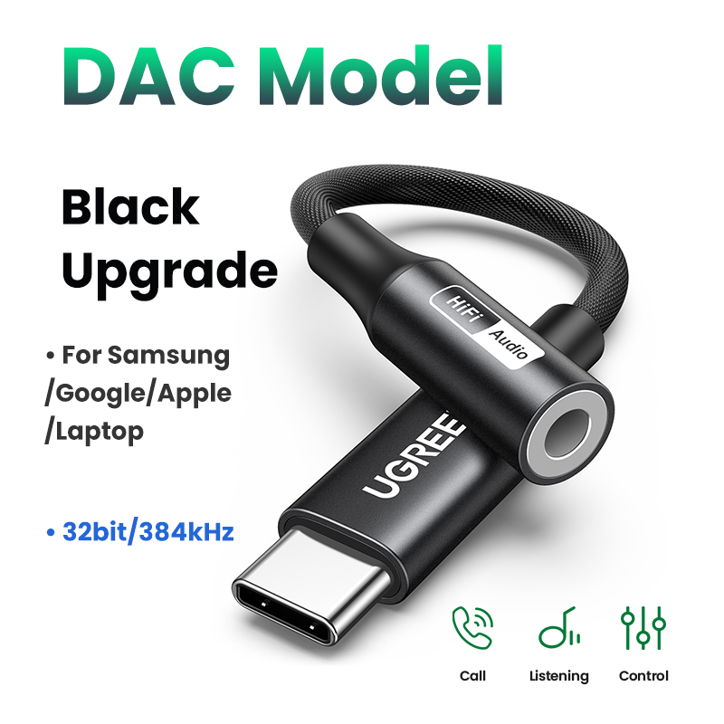 UGREEN-Cable USB tipo C a 3,5mm para auriculares, adaptador de Audio para Xiaomi Mi10, HUAWEI P30, Oneplus 9