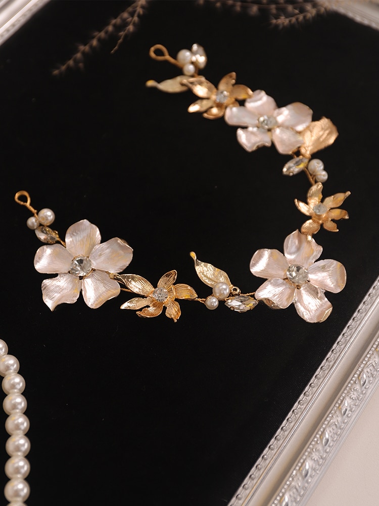 Szlachetne złoto kwiat ślubne nakrycia głowy Wykonany ręcznie kryształ górski akcesoria robić włosów włosy panna młoda nakrycia głowy pałąk kobiety ozdoby