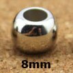 100pcs Dia 4 6 8 10 12mm CCB Round Big Hole Bead Gold Spacer Beads Leather Cords Bracelet Necklace For DIY Jewelry Making: Rhodium 8mm