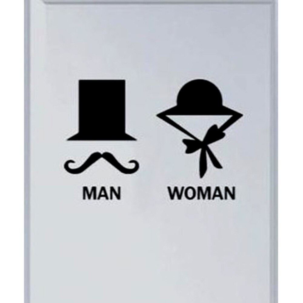 Cartel a prueba de agua para puerta de baño, calcomanías creativas de divertido, calcomanías artísticas de Mr. & m., letrero de WC público