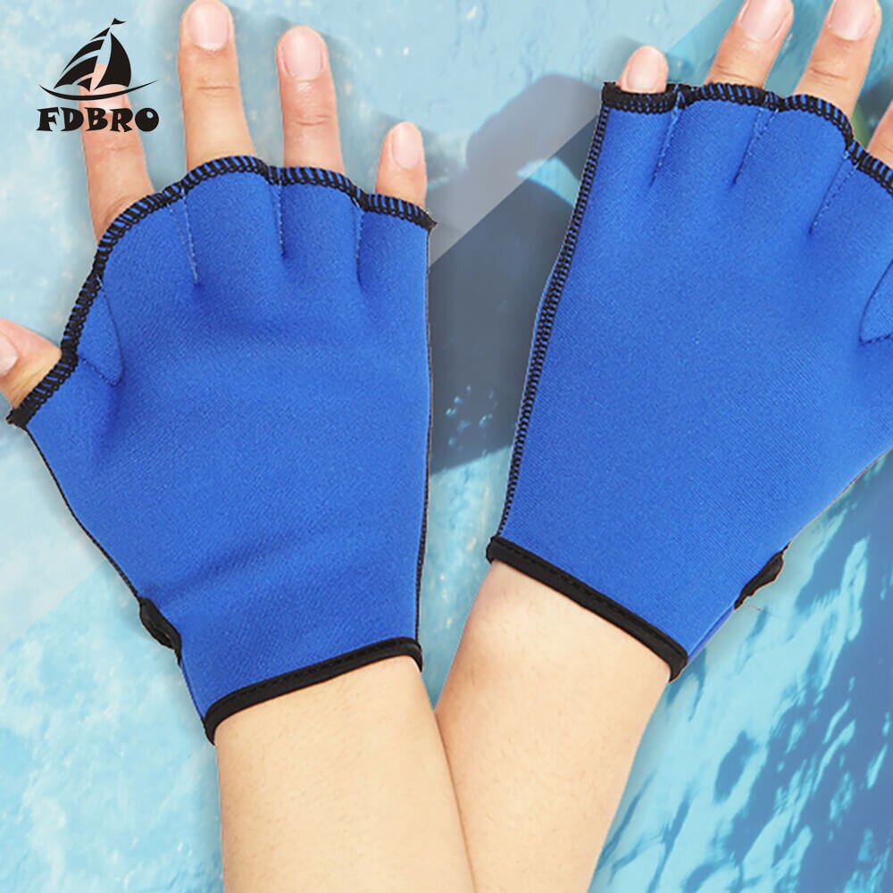 FDBRO Swimming Gloves Aquatic Fitness Water Resistance Aqua Fit Paddle Training Fingerless Gloves