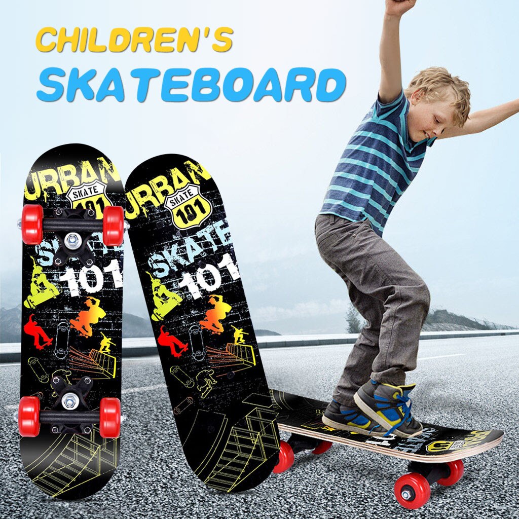 Kinderen Skateboard Vier Wiel Skate Board Kid Scooter Longboard Katrol Board Dubbele Snubby Maple Skateboard Skates Voor # T2G