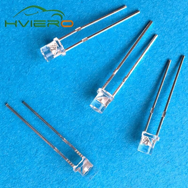 100pcs LED 3mm UV Purple Ultra Bright Flat top Diode 3.2~3.4v Led Head Wide Angle light emitting diodes lamp Bulb green product