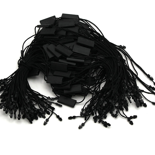 Etiqueta de cordón de poliéster para ropa, cuentas cuadradas de plástico hechas a mano, etiquetas negras, blancas y Beige, accesorios de ropa, 100 piezas: Black