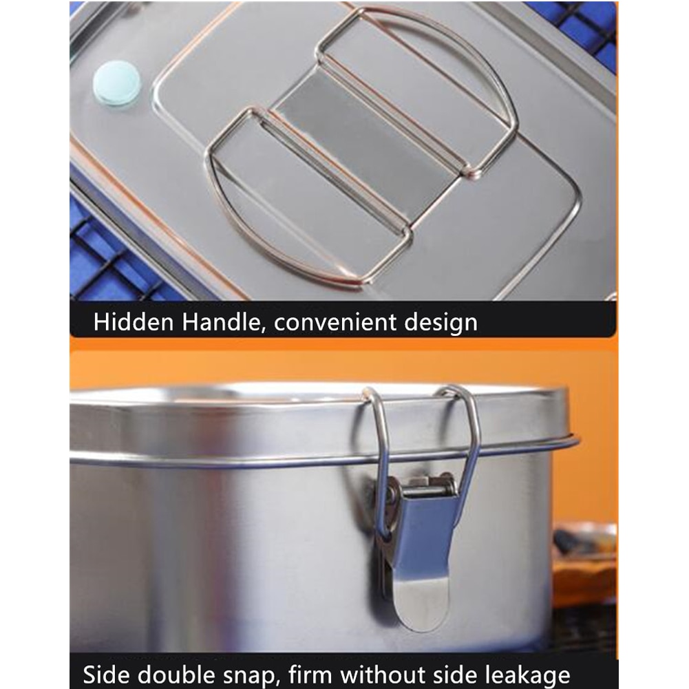 Lunch Box For Kids Adults Stainless Steel Large Capacity Storage School Office Kitchen Sandwich Sealed Food Container Dinnerware