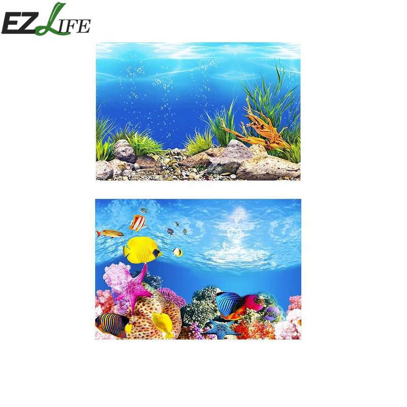 Ezlife 1 pc hav landskab plakat akvarium baggrund dekorere baggrund fisk maleri 3d baggrund akvarium  i6 t 6