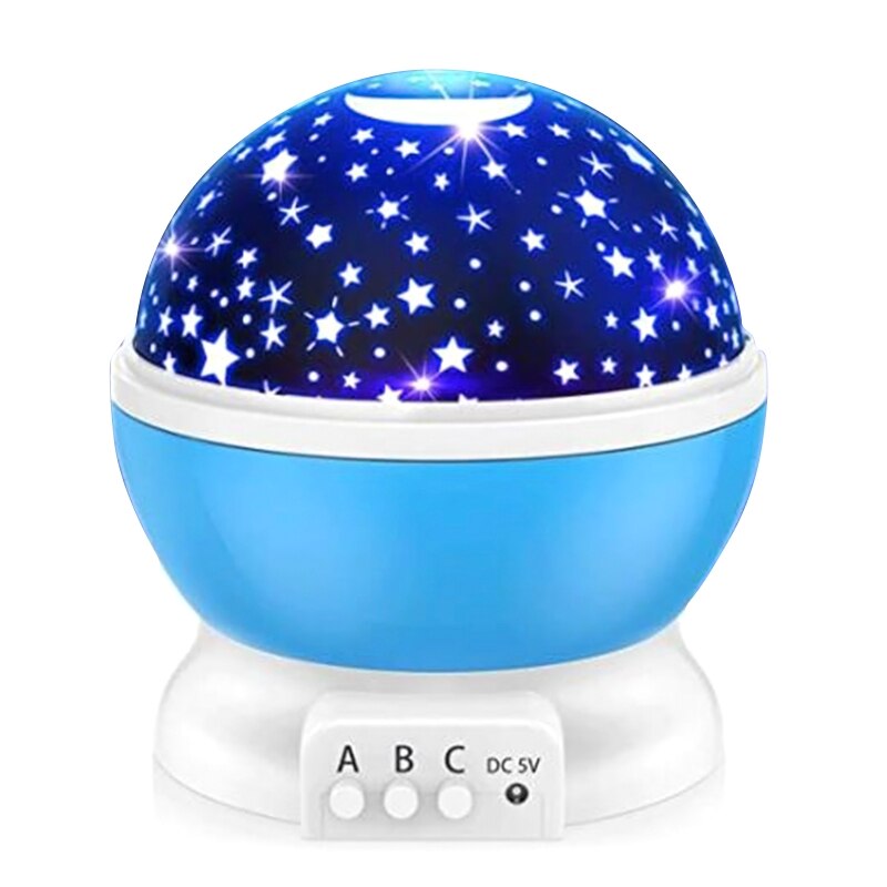 Sterrenhemel projector roterende led nachtlamp planetarium kinderkamer ster lamp kinderen baby speelgoed: Blauw