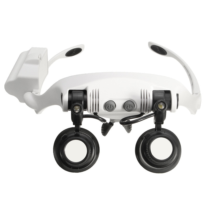 10X 15X 20X 25X Led Vergrootglas Dubbele Bril Loep Lens Juwelier Horloge Repair Meting Met 8 Lens Led Lamp