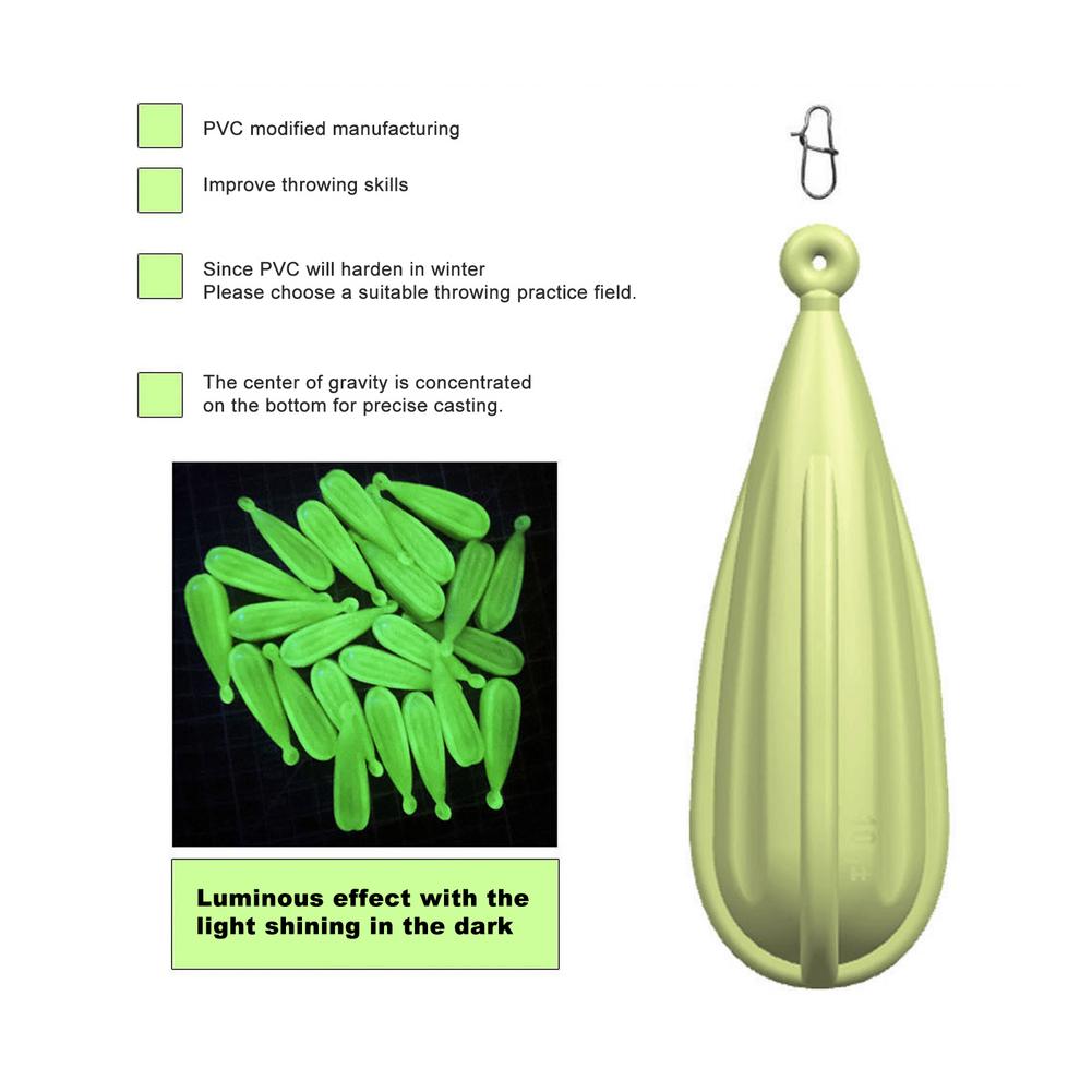 Bouchon de pratique de pêche lumineux en PVC, 6 pièces, en caoutchouc, amélioration de l'action de lancer, outil de pratique pour débutants