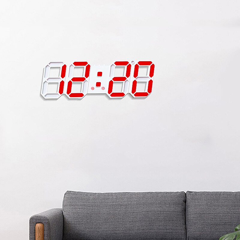 3D Luminous Plastic LED Digital clock Wall Desktop clock Alarm clock Time Temperature Calendar Display Modern Simplicity Clock