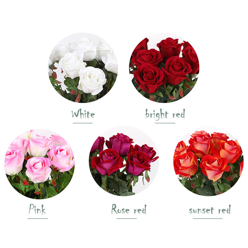 Single Beautiful European Artificial Flowers Rose Simulation Flannel Flowers Bouquet Home Dec Party Wedding Decoration