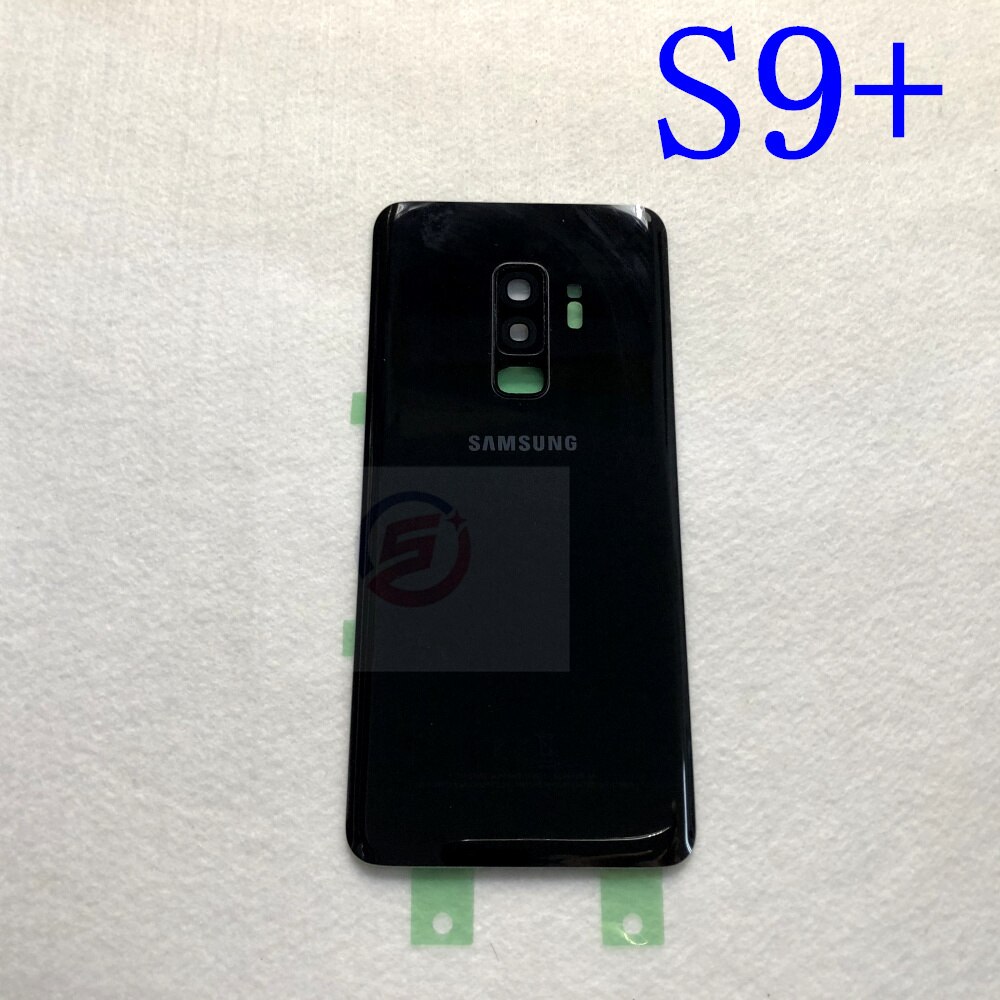 S9 Rear Battery Door Case For Samsung Galaxy S9 Plus G960F G965F Back Glass Housing Cover + Adhesive +Camera Glass Lens Frame: S9 Plus Black