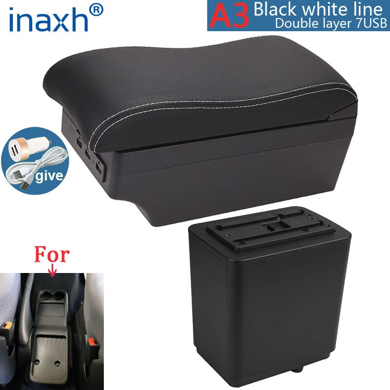 For Citroen Berlingo Armrest Retrofit parts For Peugeot Partner tepee Car Armrest Storage box car accessories Charging USB LED: A3 Black white 7USB