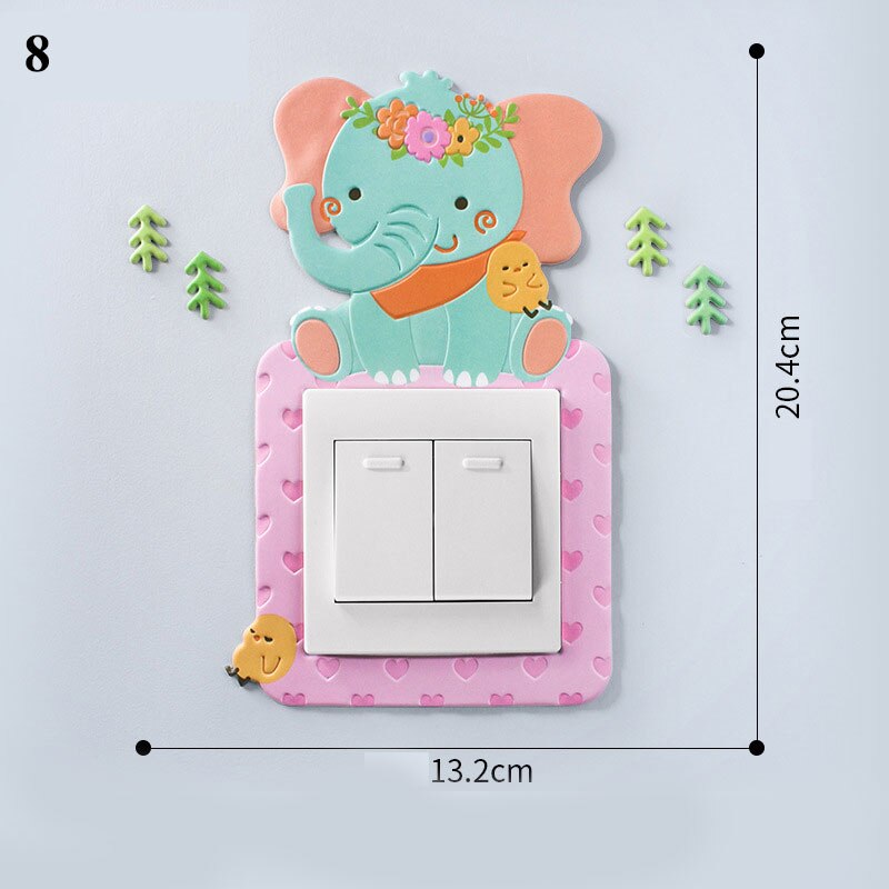 Cartoon Animal Switch cover Room Decor 3D Silicone On-off Switch Sticker Luminous Switch Outlet Wall Sticker: 8