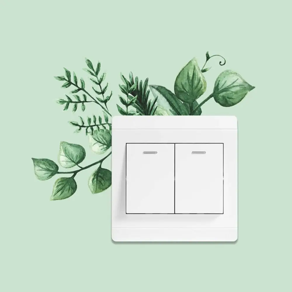 Pegatinas creativas de PVC para interruptor de pared, interruptores de enchufes de luz, rosas, margaritas, peonías, flores, hojas, plantas verdes, decoración del hogar,: Gris