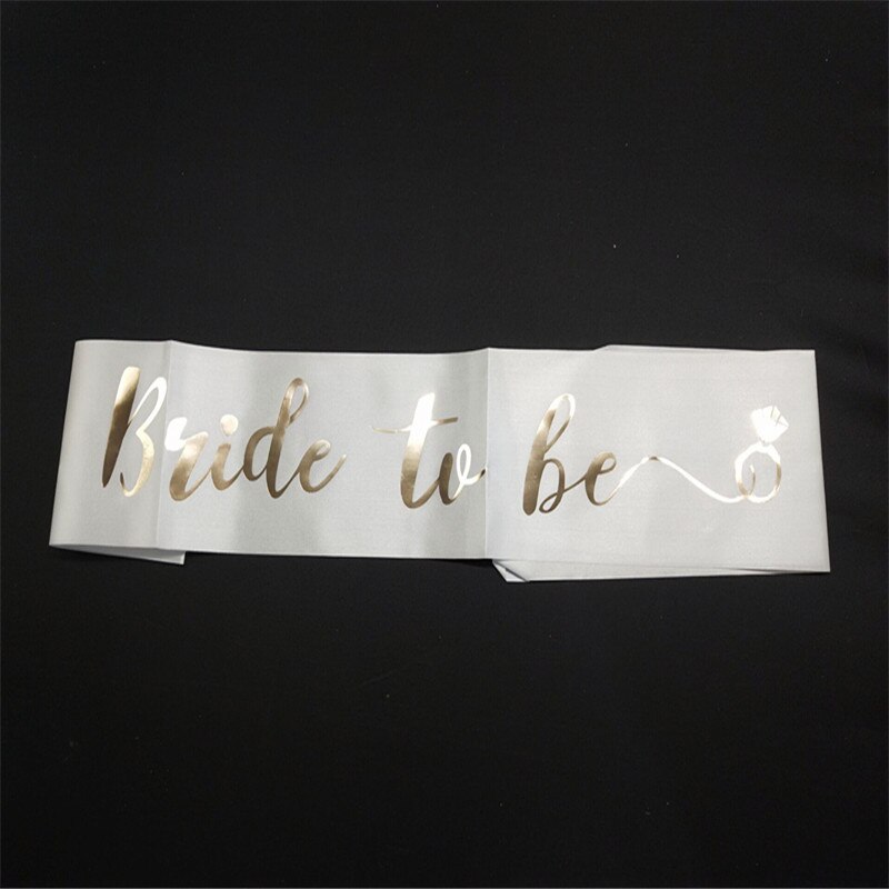 Satin Bride To Be Sash with Diamond Ring Bachelorette Party Sash for Hen Party Wedding Bridal Shower Black with Gold Letter: White