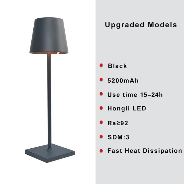 Poldina-Lampe de Table Sans Fil, Rechargeable par USB, Joli Tactile Étanche, pour Chambre à Coucher, Hôtel, Salon, Restaurant: Marron