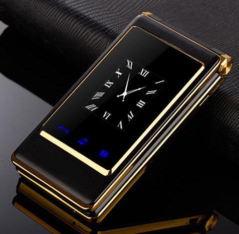 Flip Touch Screen Dual Screen Telefoon A15 Dual Sim Goedkope Senior Mobiele Telefoon Oudere Clamshell: add 8G TF card / black