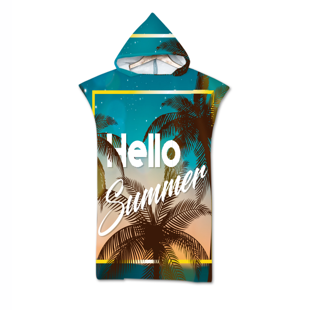 Blätter Druck Mikrofaser Strand Handtuch Kleid Mit Kapuze Kleid Poncho Schlecht Handtuch Bademantel Beachwear de plage Für Erwachsene Schwimmen Strand Surfen: 7